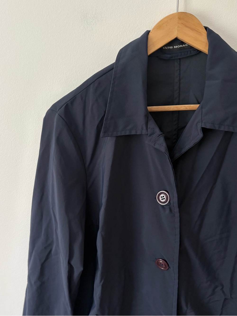 Club Monaco Navy Blue Trench Coat Jacket Size 6 Lightweight Nylon Raincoat Fall - Picture 4 of 9